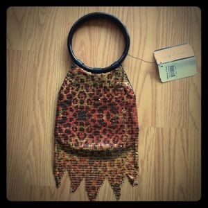 NWT Whiting and Davis Leopard print mesh bag